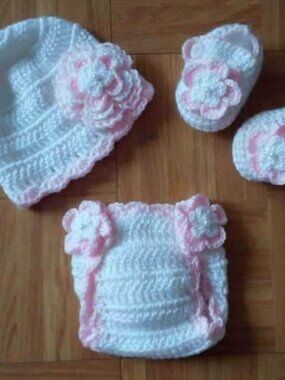 Crochet Baby Girl Diaper Cover Outfit Photo Prop